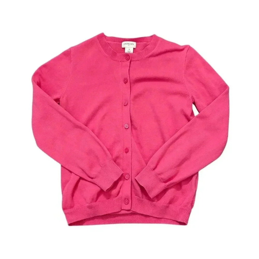 Crewcuts J Crew Girls Pink Cotton Cardigan Size 10 School Uniform Sweater Ballet